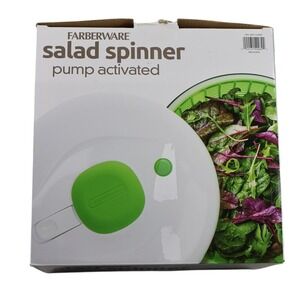 Farberware Salad Spinner Pump Activated 6.3L Clear Bowl Green BPA Free Kitchen
